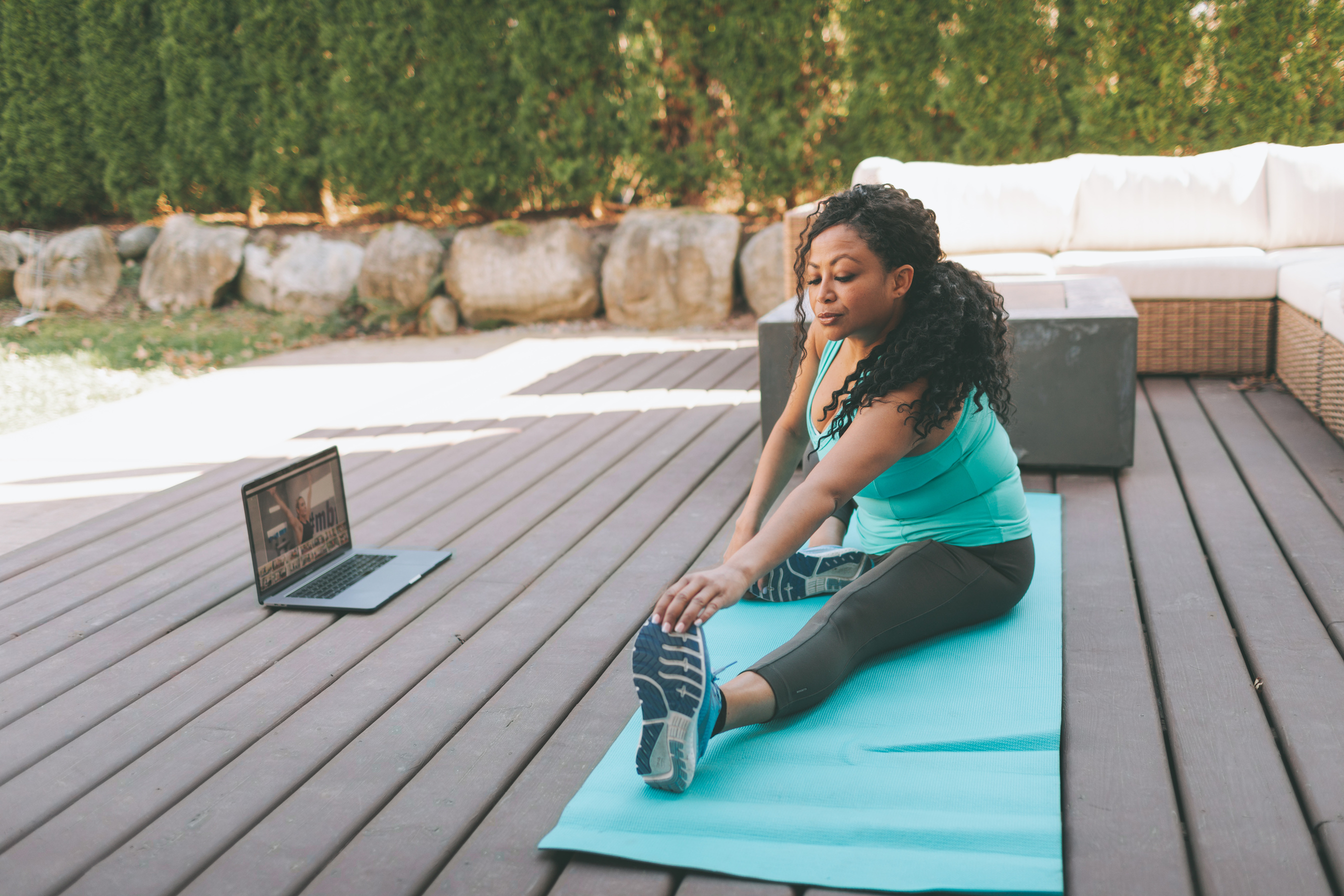 Woman Working Out in the Patio