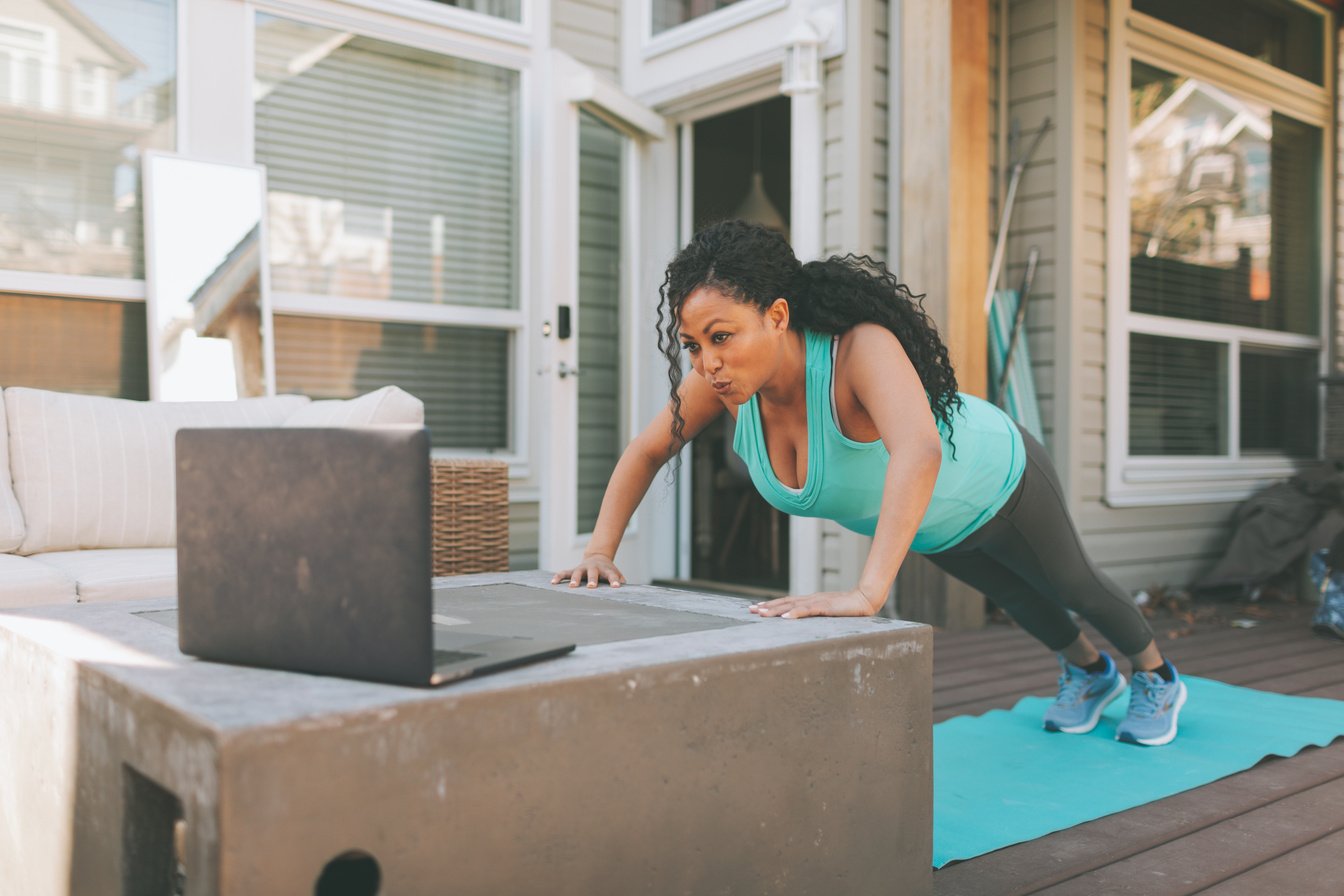 Woman Working Out at Home