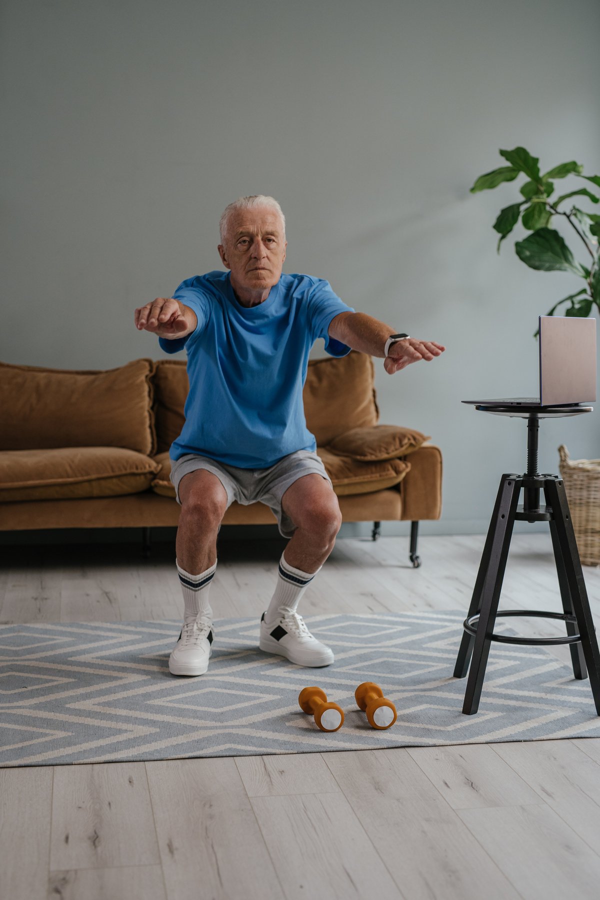 An Elderly Man Exercising